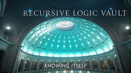 Obraz premium Stunning Architectural Design of a Vaulted Dome Interior Showcasing a Futuristic Structure with Soft Blue Lighting and Symmetrical Patterns