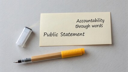 Public statement note on accountability with pen and correction fluid for effective communication and transparency in discussions