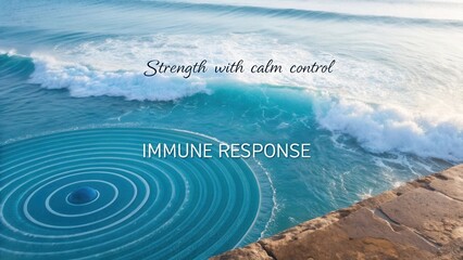 Tranquil Ocean Waves with Ripples Signifying Strength and Calm Control in Immune Response Conceptual Art