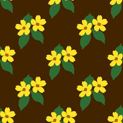 Floral pattern design in yellow and green over dark background