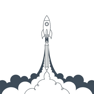 Creative Rocket Launching From Pencil, Symbolizing Idea Generation and Innovation