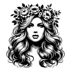 portrait of a beautiful woman with long hair vector image illustration