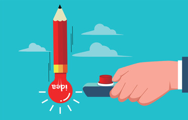 Turn on the free creativity or innovative ideas by hand pressing the red button on the remote control to activate the light bulb pencil to fire