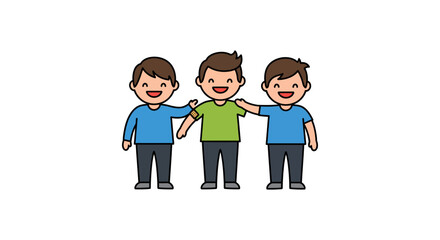Three friends hugging symbolizing teamwork and friendship isolated on white ideal for collaboration-themed blogs or social media campaigns.