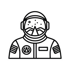 Line art icon of an astronaut in a space suit and helmet isolated on
