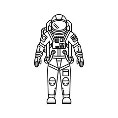 Outline drawing of an astronaut in a spacesuit isolated on