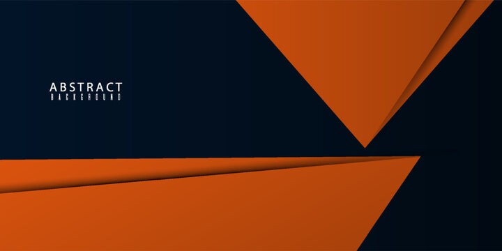 Abstract orange triangle overlapping pattern on dark background. Simple banner background.