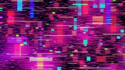 Abstract digital background with vibrant, colorful pixels creating a glitchy, retro aesthetic perfect for technology and modern design projects and presentations.