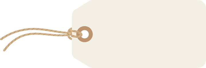 Minimalist blank price tag with beige string and hole on a contrasting background emphasizing simplicity and clean design elements