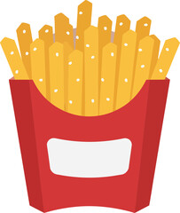 Minimalist Illustration of French Fries in a Classic Red Container with a Transparent Background Suitable for Fast Food or Snack Category