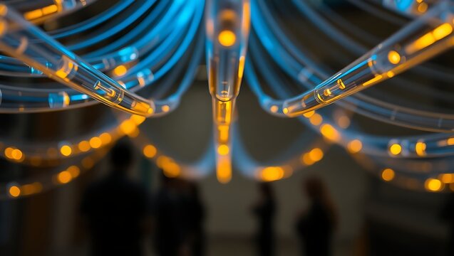 Generative AI Digital network data flow illuminated future.