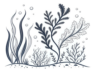 abstract floral design ,hand drawn illustration outline isolated on white background