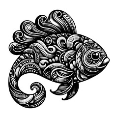 a stylized fish, incorporating intricate, flowing patterns and shapes vector image illustration