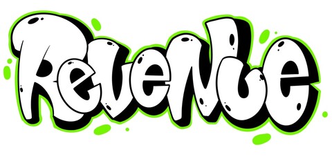 Letter revenue, graffiti illustration of letter revenue with a cool simple graffiti pattern