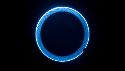 Generative AI vibrant blue glowing ring symbolizing digital innovation and technological flow.