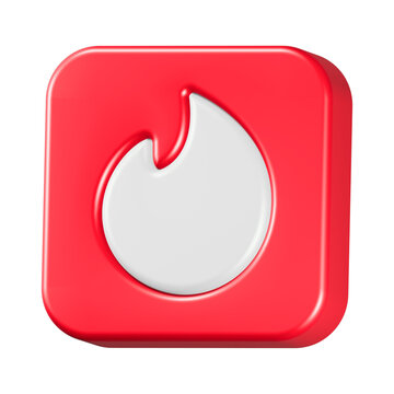 3d rendering icon tinder red button 