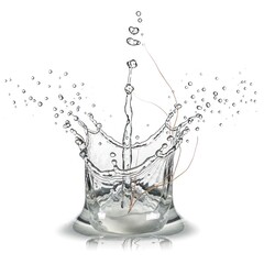 Dynamic Water Splash Crown Formation with Droplets.