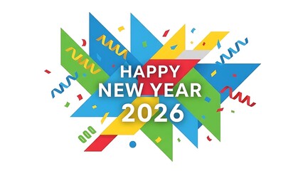 Festive Happy New Year 2026 Colorful Celebration Background Design Vector