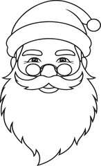 Santa Claus head outline with fluffy beard and tilted hat silhouette