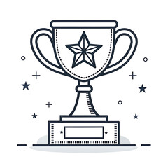 Hand drawn trophy with star and celebratory elements silhouette