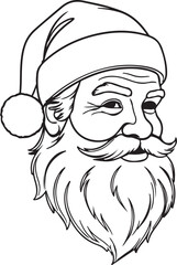 Santa head silhouette with flowing beard outline and fluffy hat trim