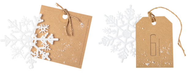 Snowflake Ornament and Gift Tag Duo, isolated on transparent background