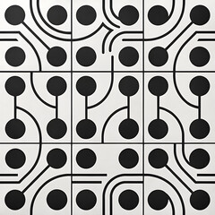Abstract geometric pattern with black dots and lines silhouette