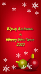 Red christmas background with balls