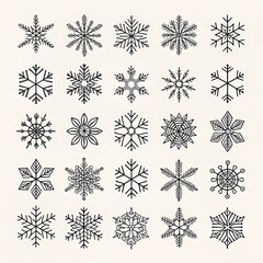 Collection of intricate snowflake designs silhouette