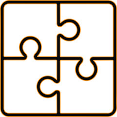 Four connected puzzle pieces forming a square