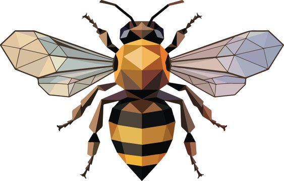 Geometric low poly illustration of a honey bee