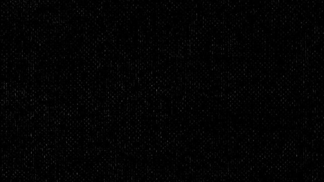 Dark Black Woven Canvas Texture Background.Deep black mesh fabric surface with subtle grain. Minimalist abstract textile pattern animation ideal for cinematic overlays and gloomy backdrops.
