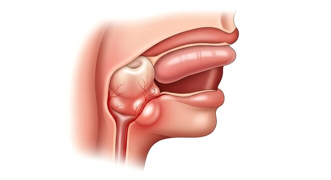 Illustration of Tonsil Stones in the Throat and Mouth.