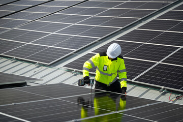 Professional who installs solar energy systems,  procuring equipment, and performing the physical...