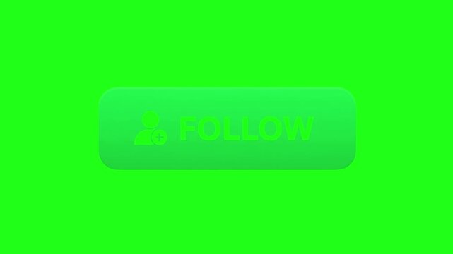 Follow Button Animation &ndash; Social Media Click Motion Graphic, UI Follow Icon Press, Modern Interface Interaction, Subscribe Follow Pop-Up, HD Digital App Button Animation Footage