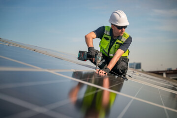 Professional who installs solar energy systems,  procuring equipment, and performing the physical...
