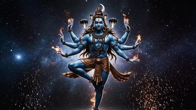 Hindu God Shiva Dancing in Space.