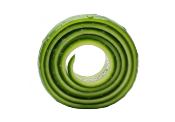 Cucumber peel spiral arrangement isolated on transparent background