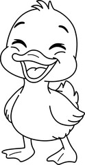 Hilarious Laughing Baby Duck Cartoon Outline for Coloring Book