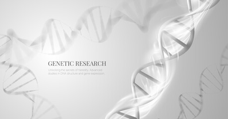 Shiny particle DNA helix background. Abstract genetics technology and bio data concept. For science presentation medical innovation. Digital structure biotechnology and scientific research background