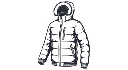 Detailed sketch of a winter parka with a fur trimmed hood showcasing a striking silhouette