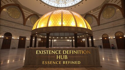 Elegant interior of a modern architectural space featuring a stunning illuminated dome and decorative elements