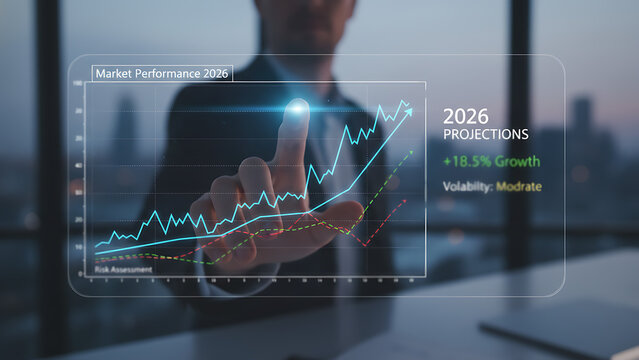 Financial Projection to 2026: Analyst Touching Growth Chart, Business Finance & Growth
