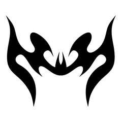 Heart Tattoo Neo Tribal, Y2K, Valentine Punk Retro Sticker, Love Logo, Vector Illustration of Black Gothic Tribal Tattoo, Polynesian Abstract Metal Symmetry