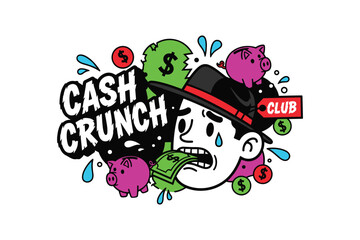 Fototapeta premium Cash Crunch Cool Street Art Character Apparel