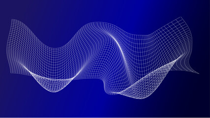 Abstract White Net Waves with Blue Gradient Background