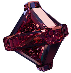 Red Textured Cube 3D Prismatic Gem Abstract Shape