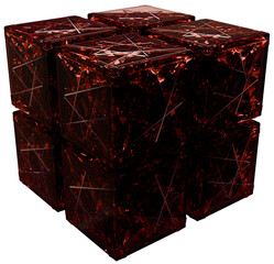 Dark Red Cube 3D Prismatic Gem Abstract Shape
