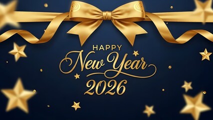 Elegant happy new year 2026 celebration with gold accents