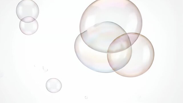 Clear Soap Bubbles Floating Gently On A Soft White Background With Subtle Rainbow Hues And Delicate Reflections